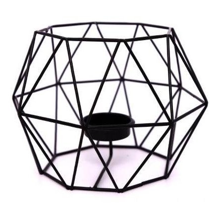 Black Geometric Wire Candle Holder