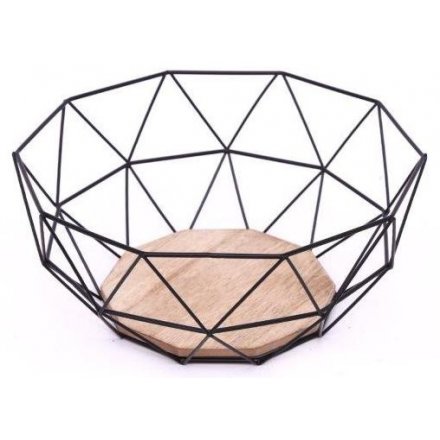 Black Geometric Wire Bowl