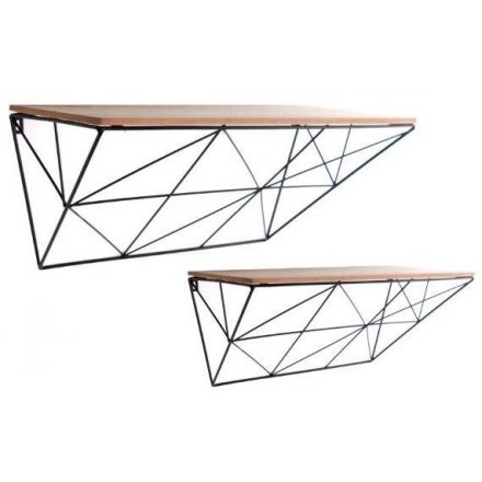 Black Geometric Wire Shelves Pack of 2