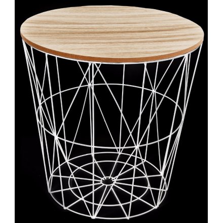 Geometric White Wire Circular Side Table