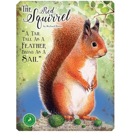 With its bright colours and script quotes, this Red Squirrel themed metal sign is a must have 