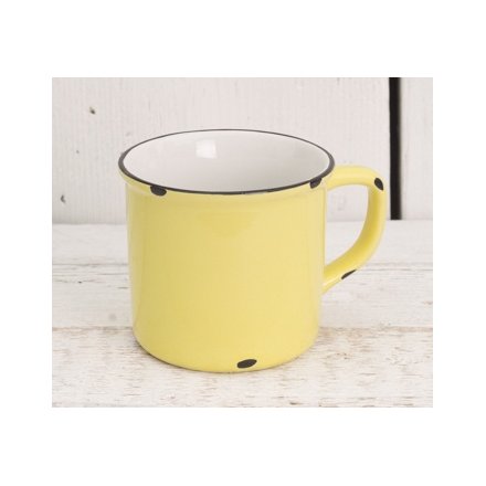 Yellow Distressed Mug 10cm