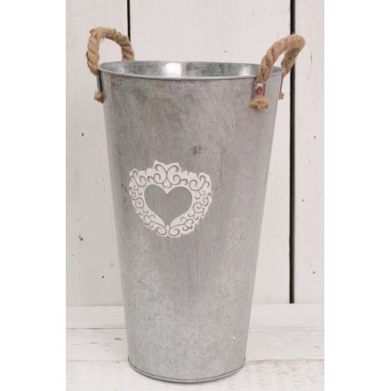 Medium Zinc Vase w White Heart Design 35cm