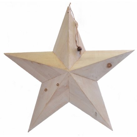 Large Whitewashed Wooden Barn Star, 59cm