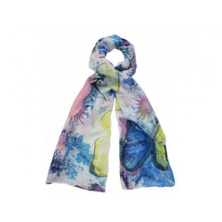 Add a statement touch to your outfit with this beautiful glittered butterfly scarf, chose from either Pinks, blues