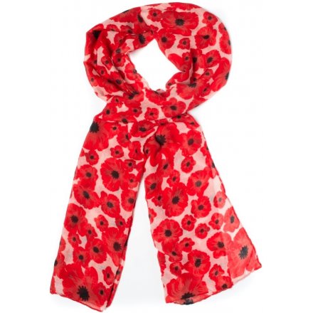 An assortment of 3 poppy printed scarves