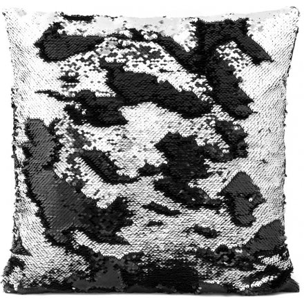 Sequin Cushion - Black and Silver