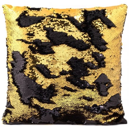 Sequin Cushion - Black and Gold