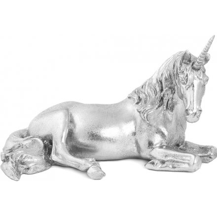 Posed Silvered Glitter Art Unicorn - Small