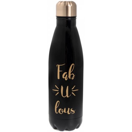 Black 'Fabulous' Metal Water Bottle