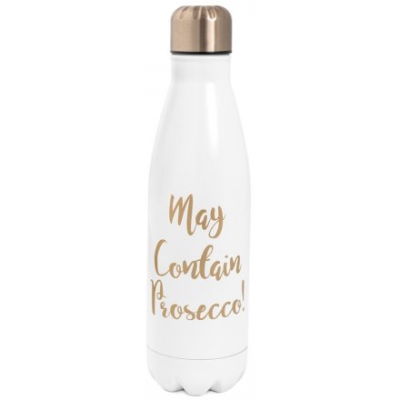 White 'May Contain' Metal Water Bottle