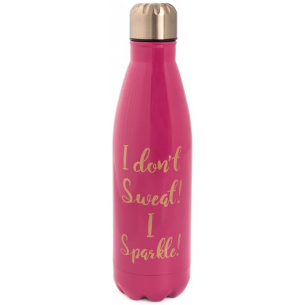 Pink 'I Don't Sweat' Metal Water Bottle