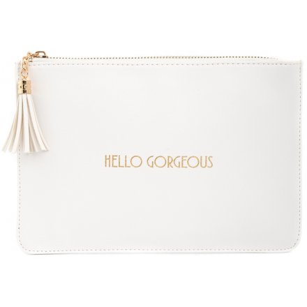 White Hello Gorgeous Clutch Bag