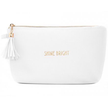 white Shine Bright Makeup Bag 
