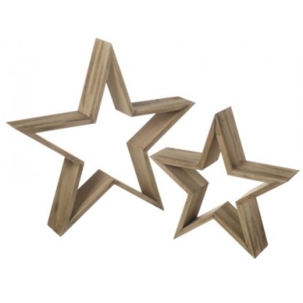 Natural Toned Wooden Stars 40cm