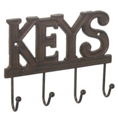 Remember where you always put your keys with this rustic cast iron key hook set