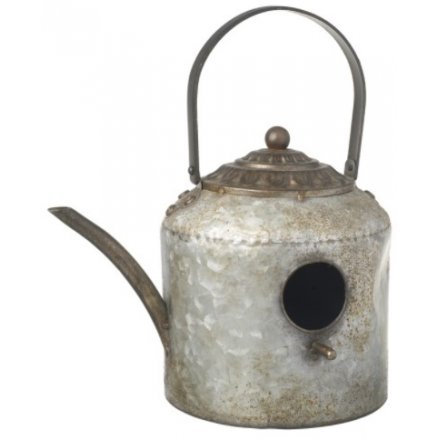 Hanging Distressed Teapot Birdhouse 27cm