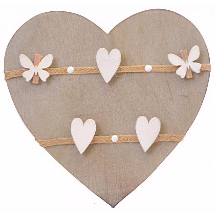 Wooden Heart Memo Board With Pegs
