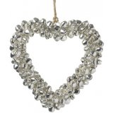 Silver Bell Heart 10cm  Add a jingly touch to any space with this bell covered heart shape hanger 