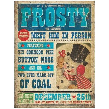 Christmas Frosty Snowman Mini Metal Sign