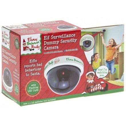 A pretend Christmas elf surveillance camera