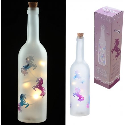  Add a magical unicorn glow to a bedroom space with this LED frosted bottle