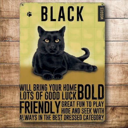 Black Cat Mini Metal Sign