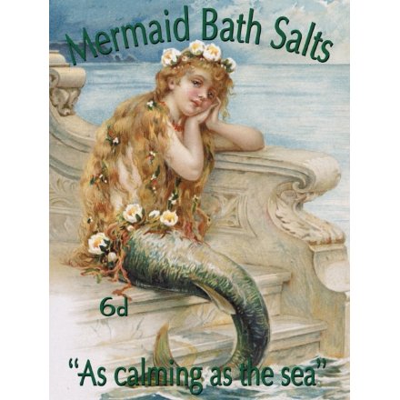 Mermaid Bath Salts Vintage Metal Sign