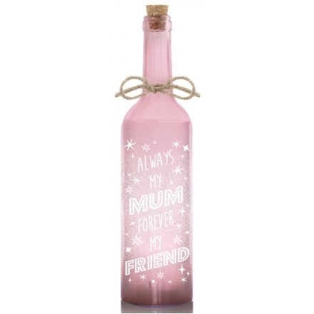 A light up pink LED bottle with Mum quote