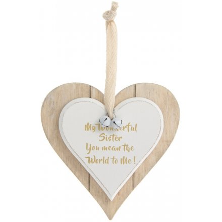 Double Heart Plaque My Wonderful Sister Hanging Decoration