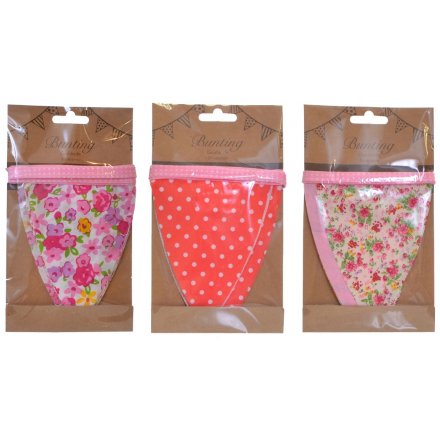 Spotted/Floral Flag Bunting, 3 Assorted