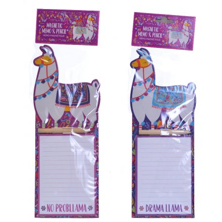 Colourful Llama Magnetic Memo Pads, 2 Assorted