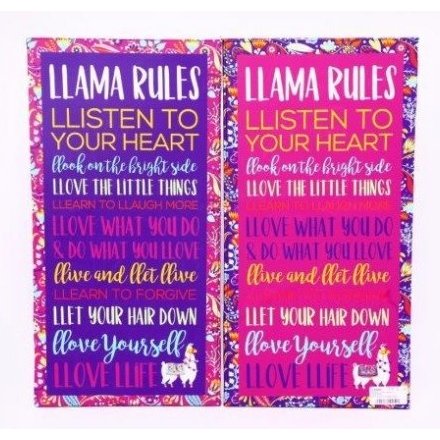 Colourful Llama Rule Plaques, 2ass