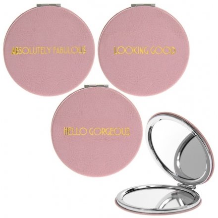 Shine Bright Pink Compact Mirror, 3ass