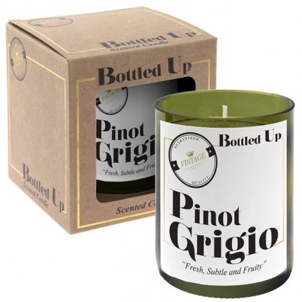 Let the tasty smell of a freshly poured Pinot Grigio seep into your home spaces with this vintage chic candle