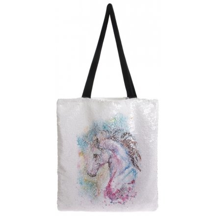 Add a magical unicorn touch to your shopping sprees with this chic sequin shopping bag
