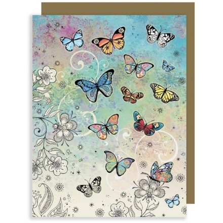 Colourful Butterfly Card and Envelope