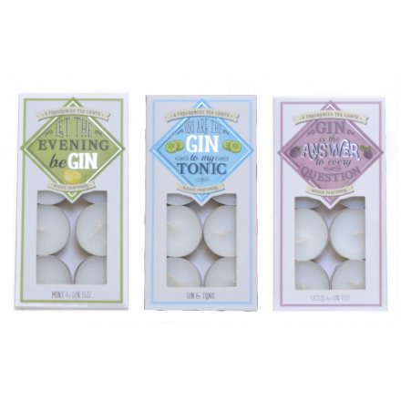 Gin Tealight Candles, 3 Assorted