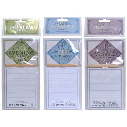 Bring a fun Gin inspired tone to your home with these assorted magnetic memopads, 
