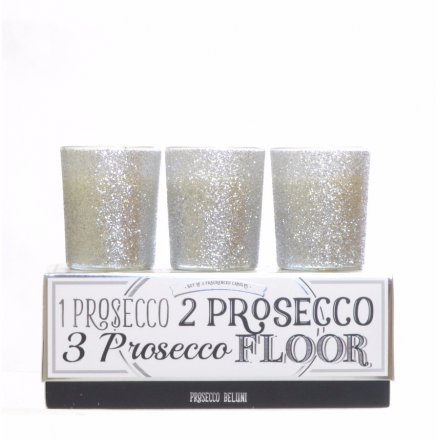 2 assorted prosecco candle pots, box of 3