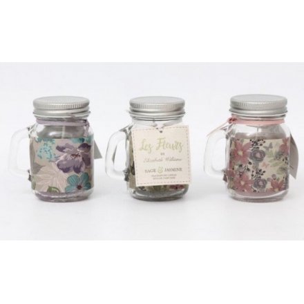 Les Fleurs Mini Mason Jar Candles, 3ass
