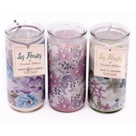 Small Floral Tube Candles, 3ass