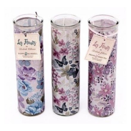 Floral Tube Candles, 3ass