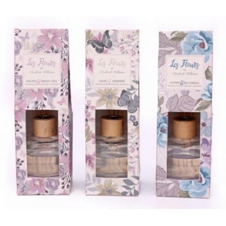 An assortment of 3 floral scented reed diffusers