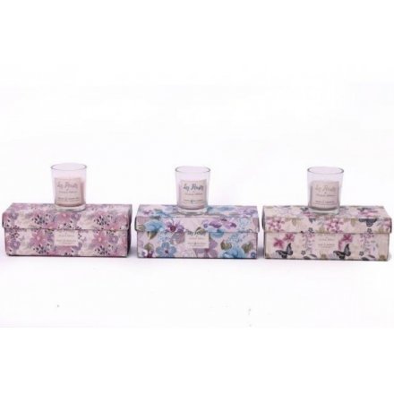 Pack of 3 Floral Candle Pots, 3 Assorted