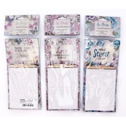 Floral Magnetic Notepads, 3 Assorted