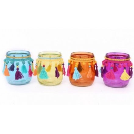 Colourful Pompom Candle Pots 