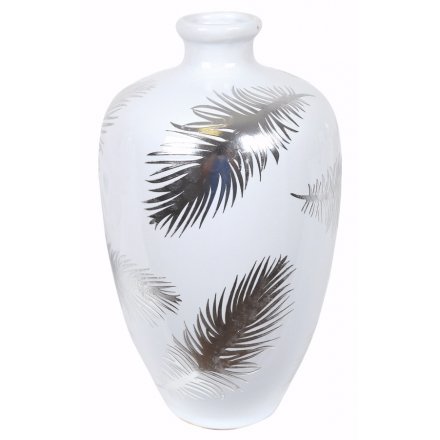 White Silver Feather Vase, 25.5cm