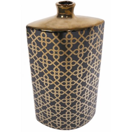 Black Gold Ellipse Vase, 36cm