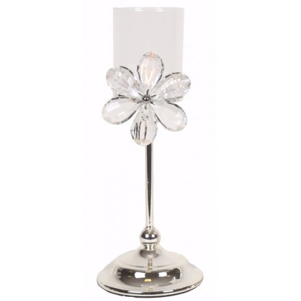 Silver Flower T-Light Holder, 31cm